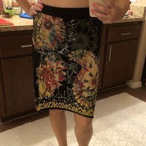 Desiguale Floral Black Skirt